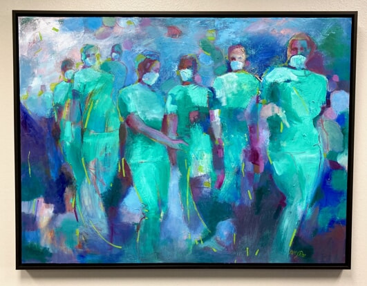 "Army of Angels" by Patty Rae Wellborn hangs in the Hendrick Cancer Center.